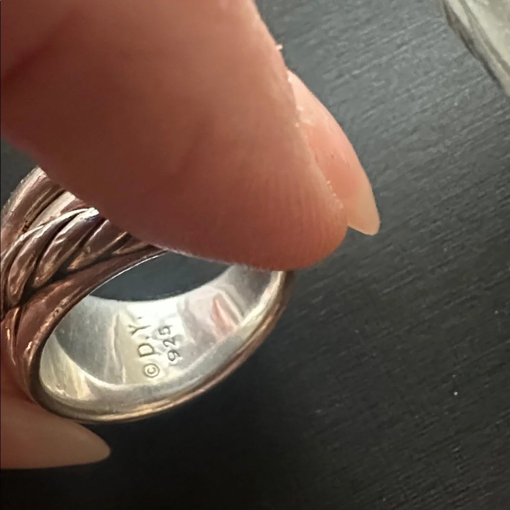 David Yurman sterling silver 15mm wide cross over cable band ring - Picture 5 of 8